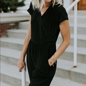 Black jumpsuit, short sleeves